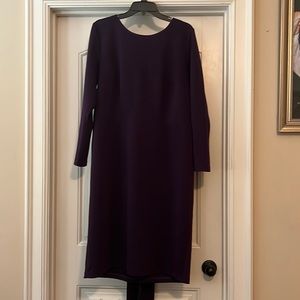 ELOQUII purple dressy dress with a inset waist belt.  work/cocktail